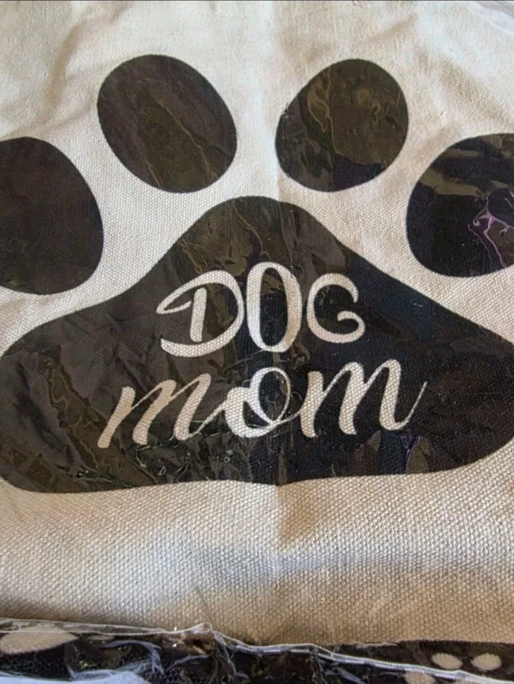 Dog Mom Paw Print Tote Bag - Black and White